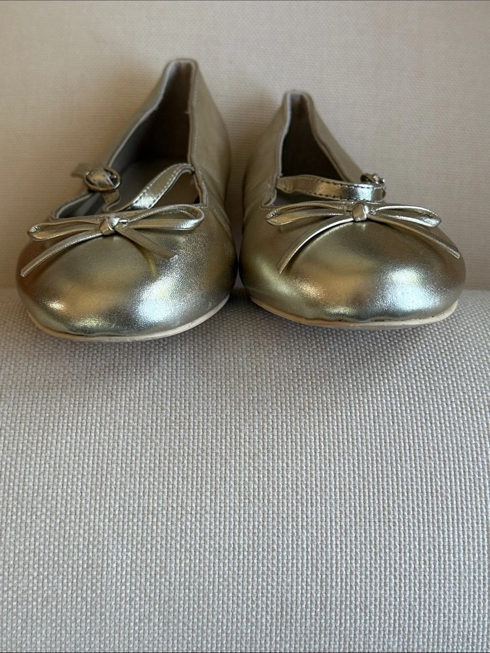 Janie and Jack Metallic Gold Mary Jane Ballet Flats sz 2